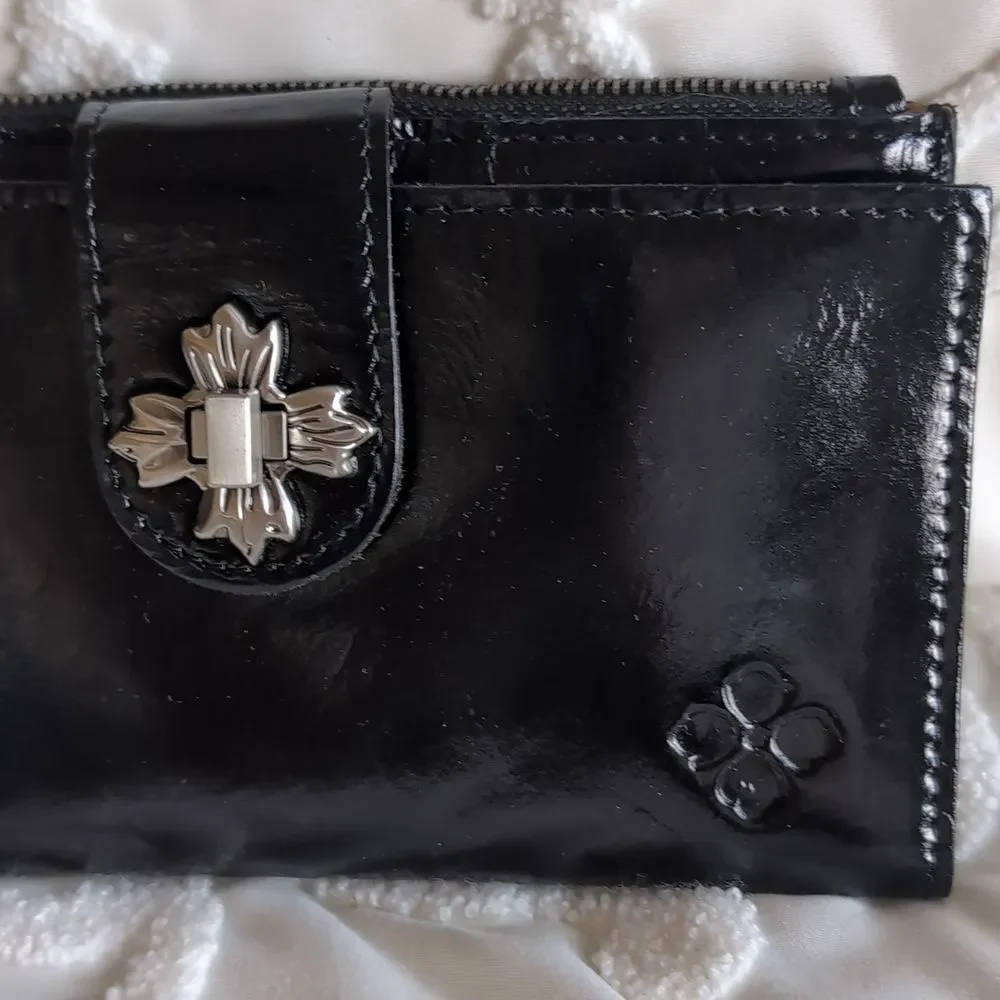 Patricia Nash 🖤 Black Patent Leather- Marene Twist Lock Wallet NWT